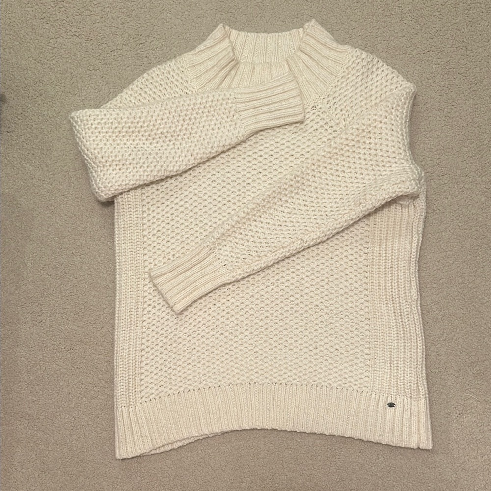 American Eagle Cozy Mockneck Knit Sweater - Cream